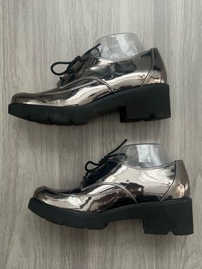 Naturalizer Darry-Lace Rose Gold Metallic Platform Oxfords Chunky Sole Size 9